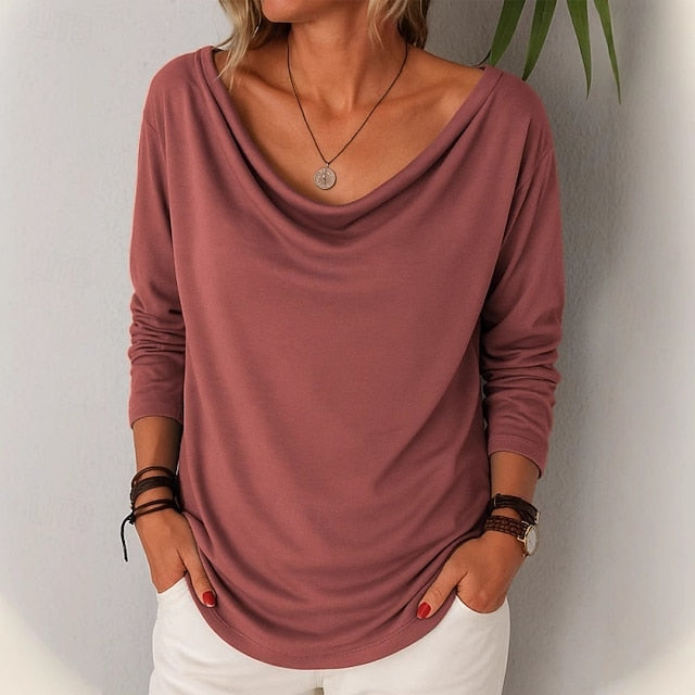 Women's T Shirt Faux Cotton Linen Tee Top Plain Fashion