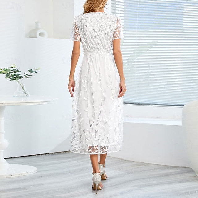 the Dress Sequin V A-Line Elegant Neck Mother of Bride