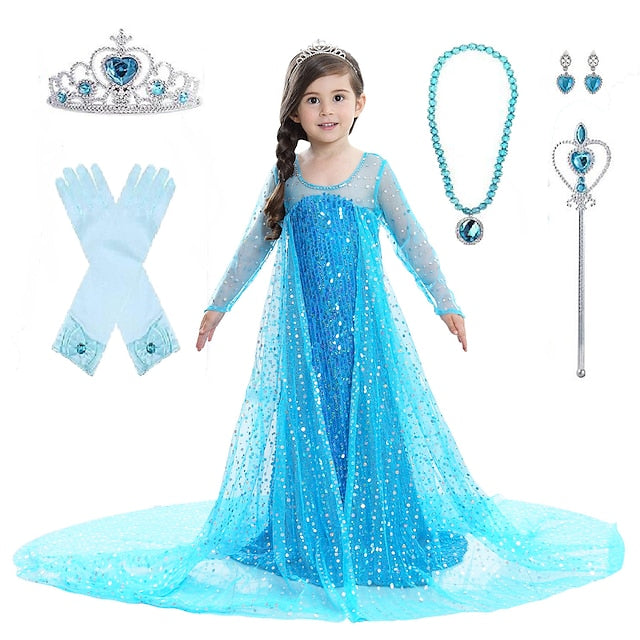 Princess Elsa Dress Movie Girls' Flower Frozen Girl