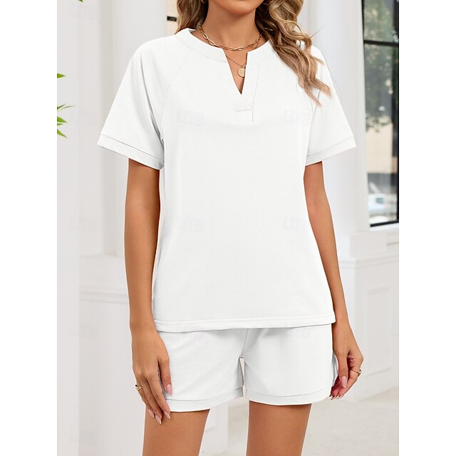 Women's Shorts Sets Bolero Top Short Sleeve V Neck Plain
