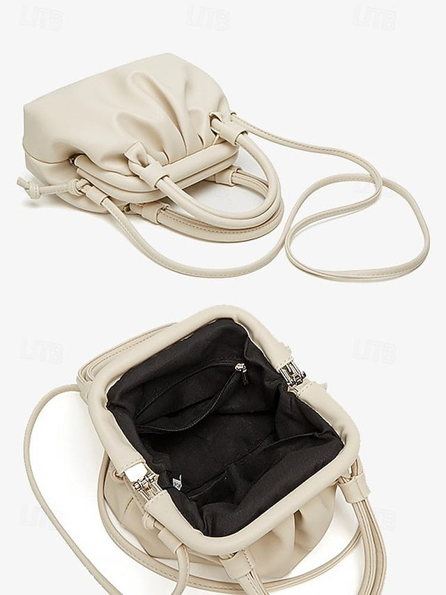 Elegant Women's Handbag Closure Cream Drawstring with –