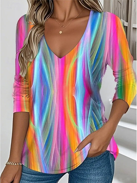 Women's T Shirt Print Ombre Graphic Vintage Fashion Stylish