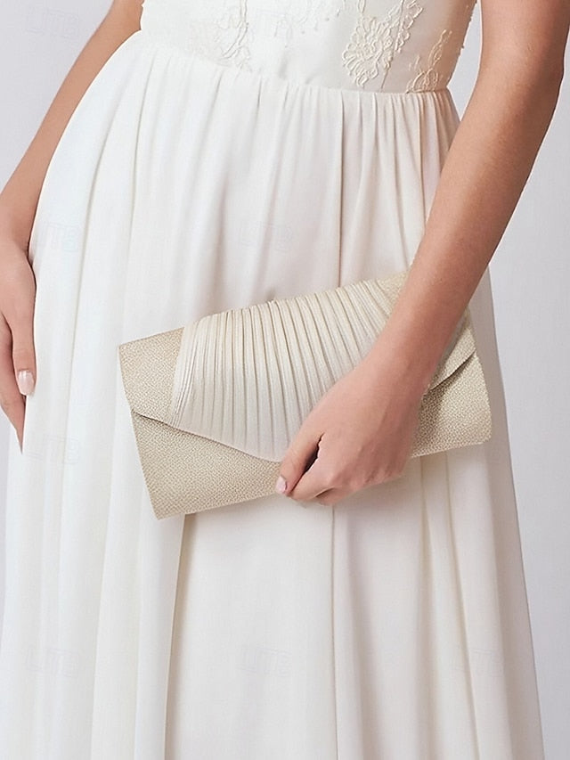 Clutch – with Evening Design Champagne Bag Pleated Glitter