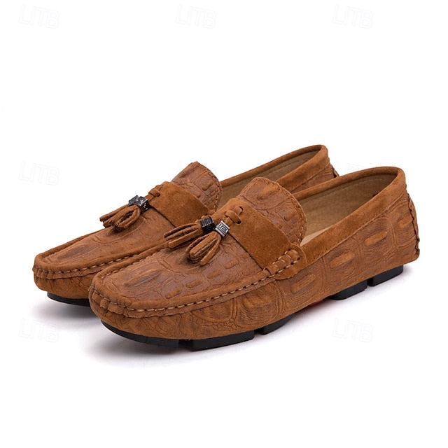 Men's Loafers Tassel with Suede Faux and Detail Brown