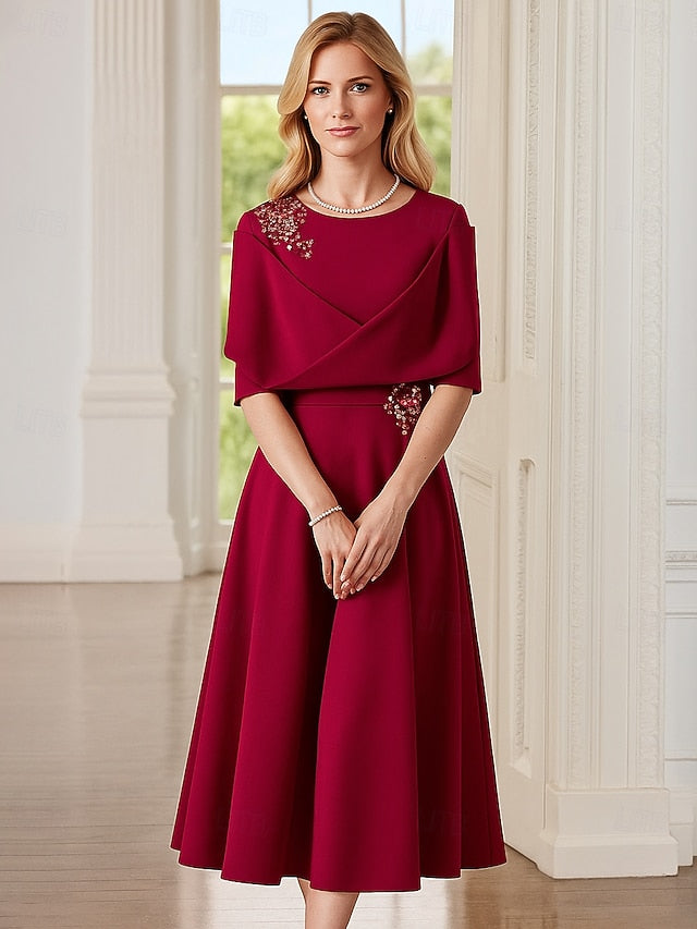 A-Line Tea Length Party Dress Cocktail Dress Wedding Guest Dress