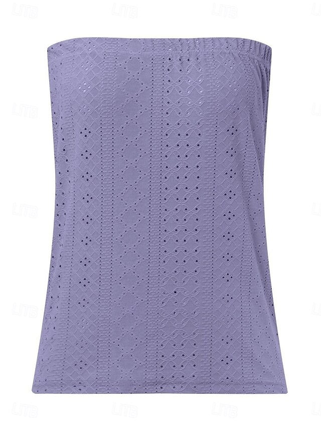 Women's Tubetop Eyelet Solid Color Daily Casual Sleeveless