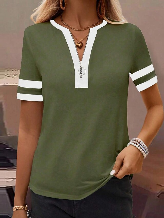 Women's T Shirt Plain Fashion Modern Casual Short Sleeve V