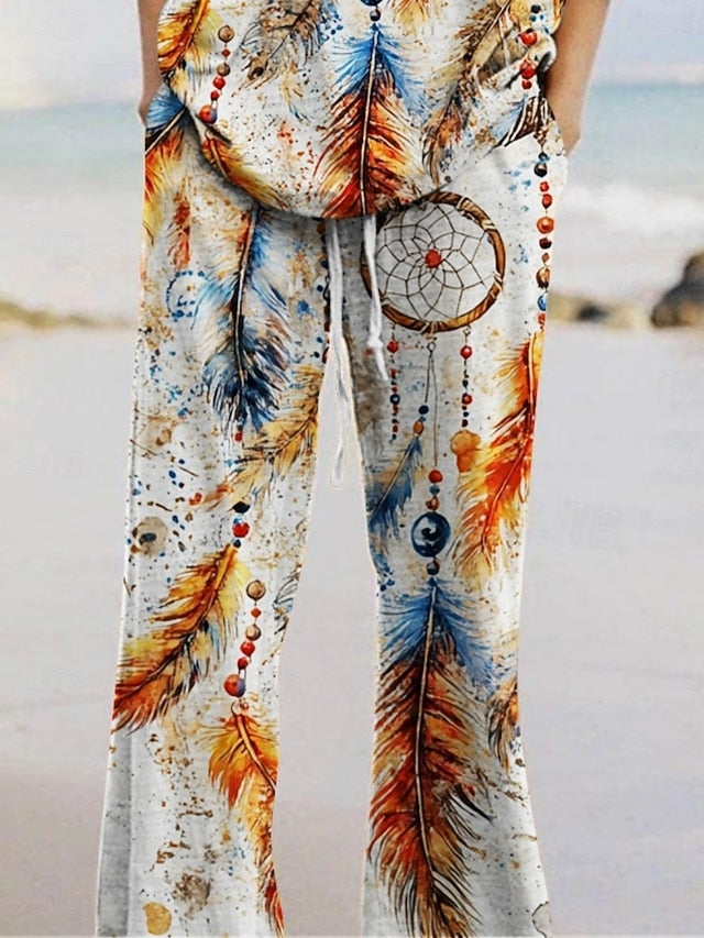 Women's Pants Sets 3/4 Length Sleeve Crew Neck Graphic