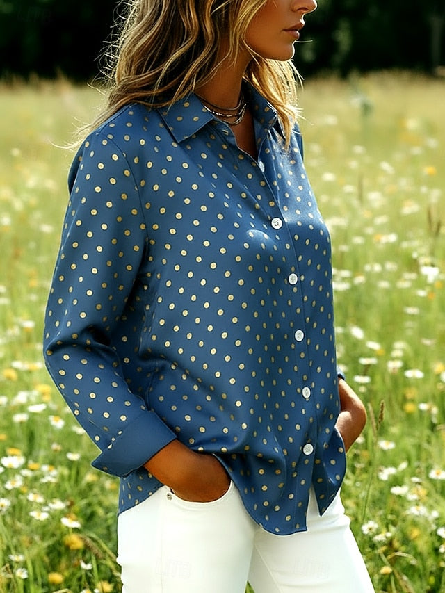 Women's Shirt Satin Shirt Print Graphic Polka Dot Bohemia