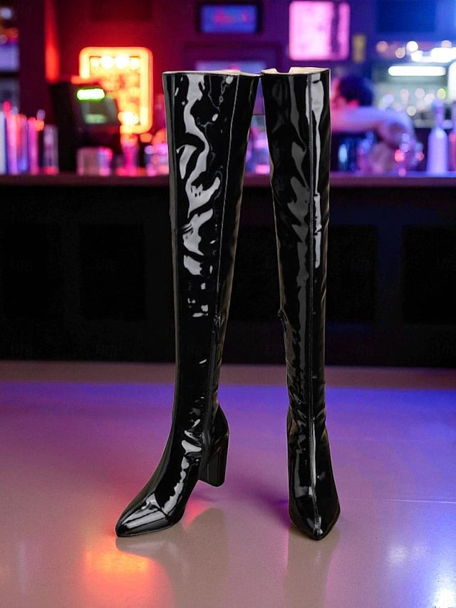 Patent Knee the Leather Over Red Women's Boots