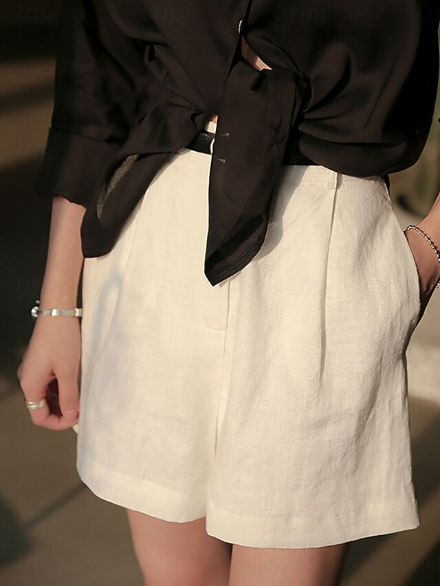 Women's 100% Linen Chinos Shorts Vacation Streetwear Casual