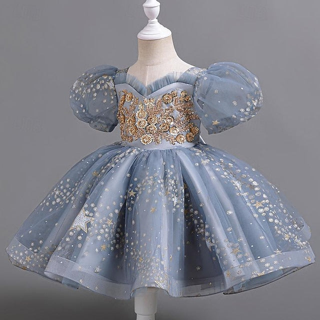 Kids Girl Floral Girls' Party Sequin Dress Flower