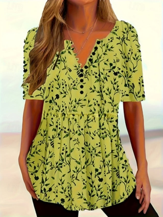 Women's Summer Tops Print Print Casual Half Sleeve V Neck