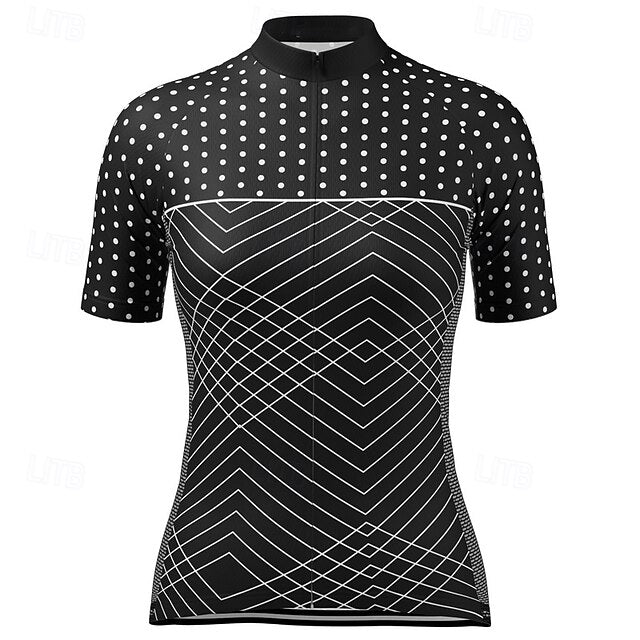 Women's Cycling Jersey Polka Dot Short Sleeve Bike Tee