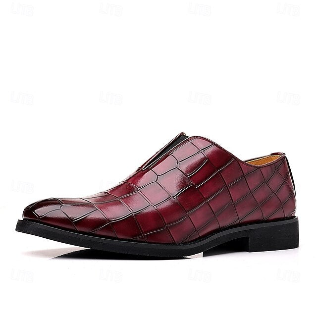 – Shoes Pattern Slip-On Burgundy Men's Crocodile