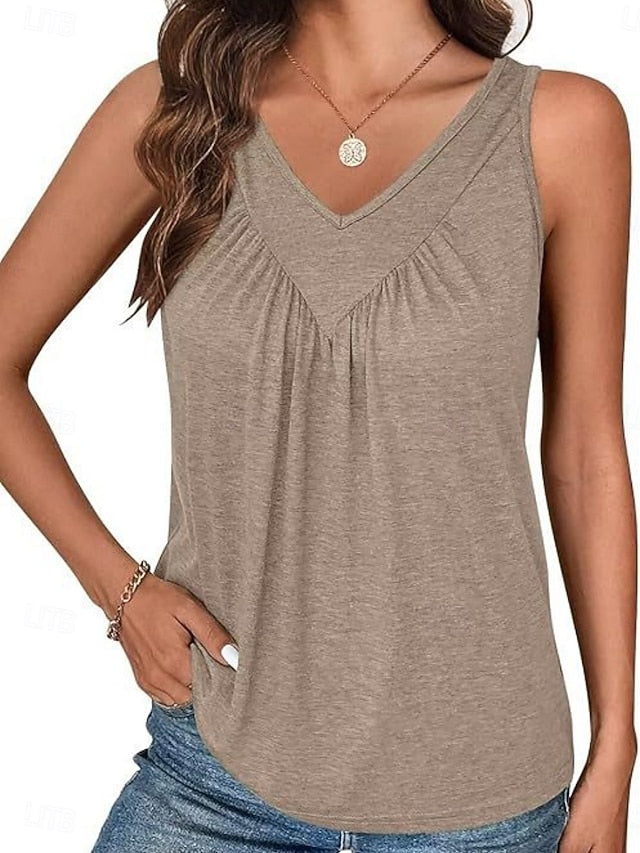 Women's Tank Top Sleeveless Shirt Tee Top Patchwork Plain