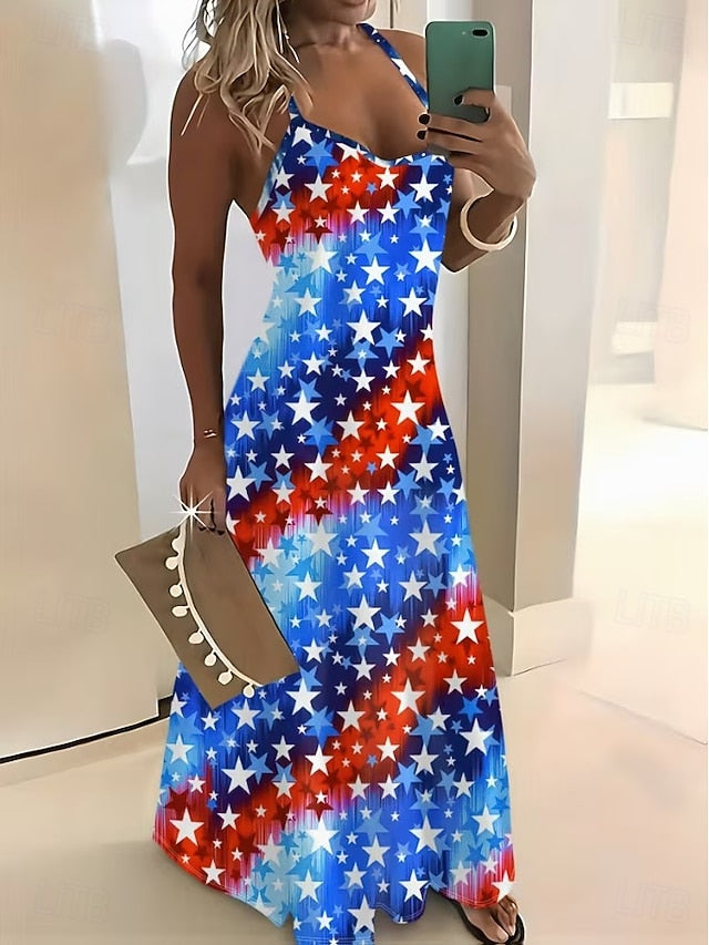 American Independence Day Women's Maxi Dress A Line Dress
