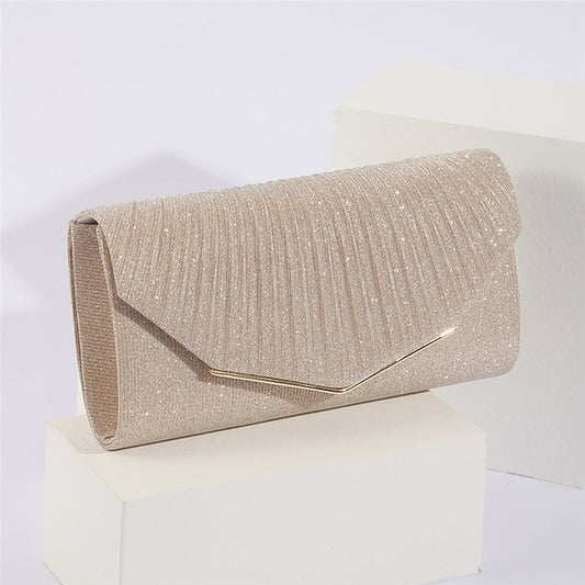 Clutch Evening with Metal Glitter Women's Elegant Bag Gold