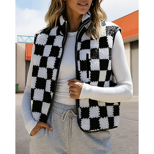 Women's Fall Top Winter Coat Fleece Vest Long Sleeve Top