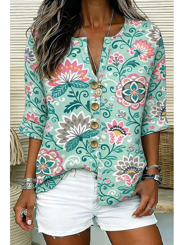 Women's Shirt Print Graphic Paisley Elegant Vintage