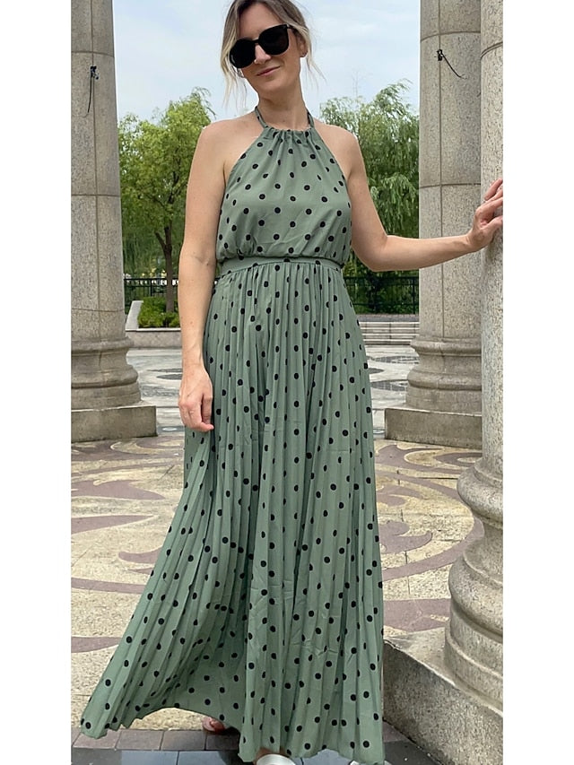 Women's Casual Dress Swing Dress Polka Dot Dress Long