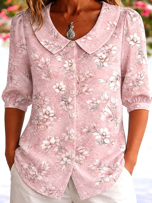 Women's Shirt Floral Graphic Vintage Stylish Peter Pan