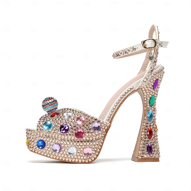 Women's Platform Sandals Rhinestone Colorful – Sparkly