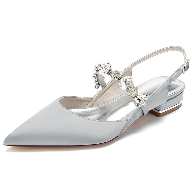 Crystal Wedding Women's Flat Shoes Bridal Heel