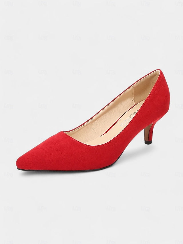 with Emerald Pointed-Toe Suede Green Women's Kitten Pumps