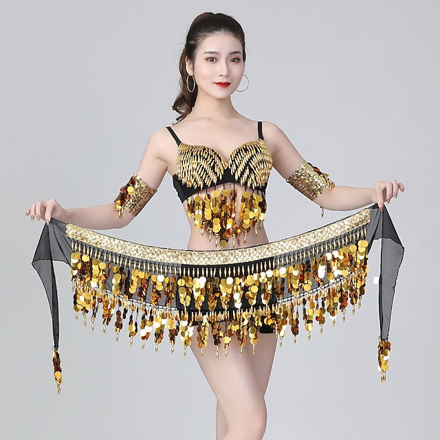 Belly Dance Top Beading Ruching Split Joint Women's