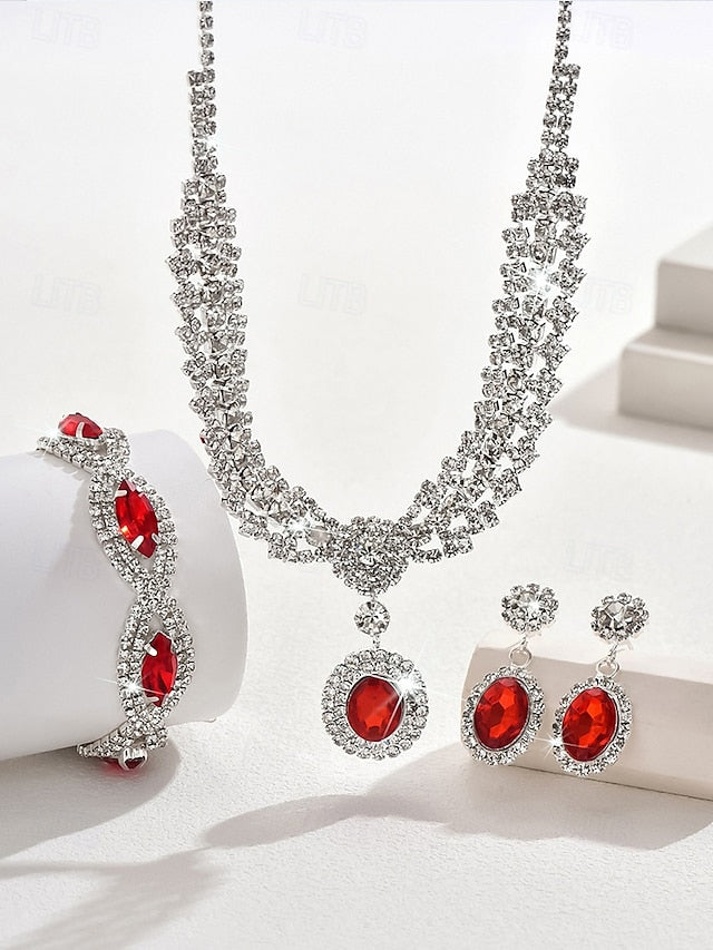– for Women Jewelry Necklace Crystal Set Elegant Green Luxury