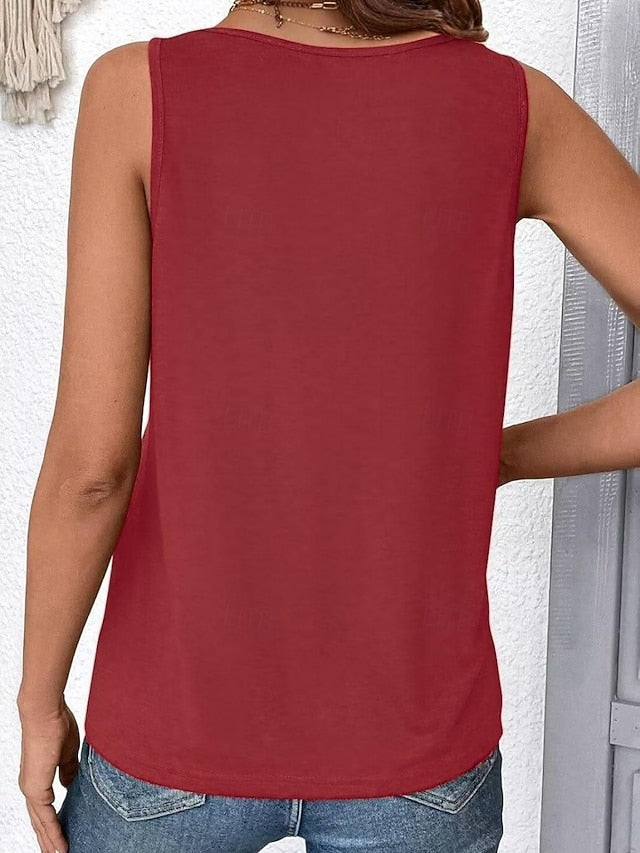 Women's Tank Top Sleeveless Shirt Tee Top Patchwork Plain