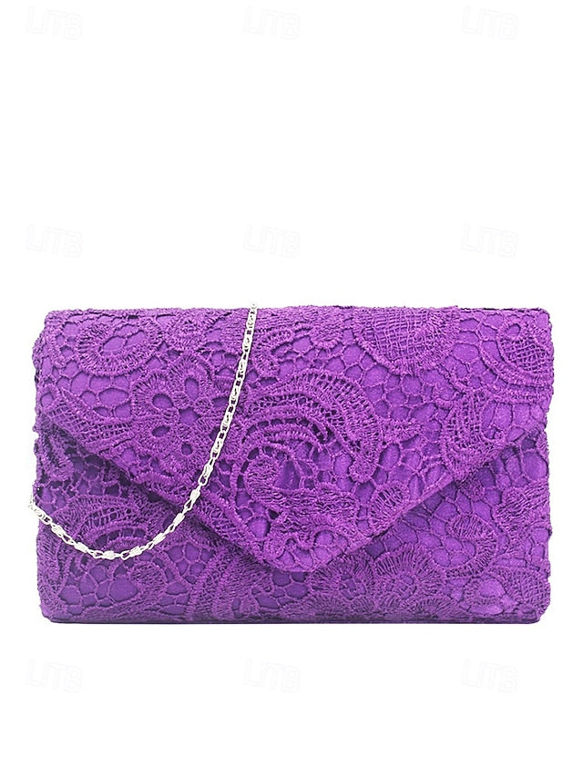 Clutch with Lace Women's Bag Evening Strap Chain
