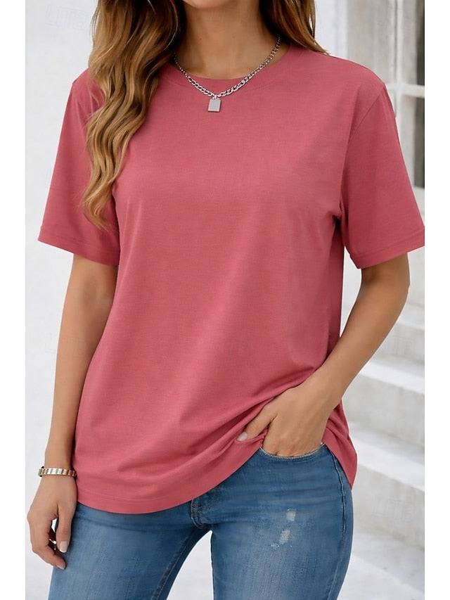 Women's T Shirt 100% Cotton Solid Color Stylish Classic