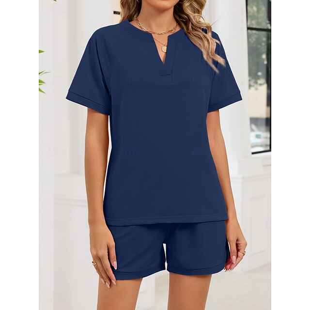 Women's Shorts Sets Bolero Top Short Sleeve V Neck Plain