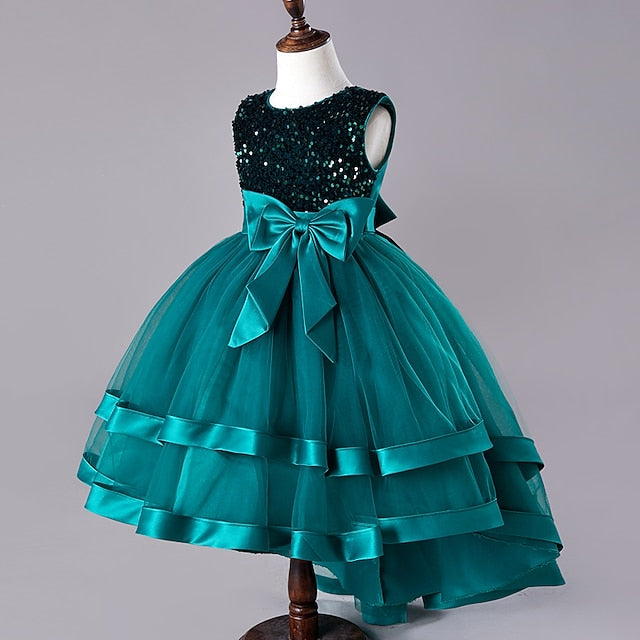 Festival Sequin Party Kids Wedding Sleeveless Dress Girls'