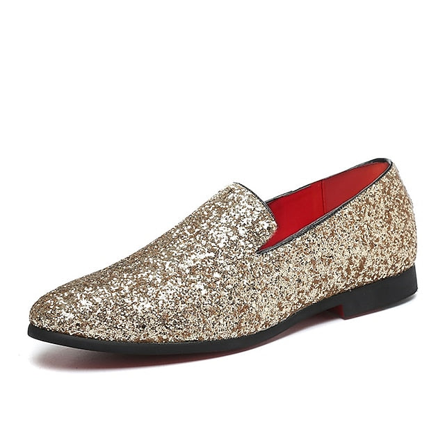 Slip-On Loafers Glitter with and Men's Design Silver