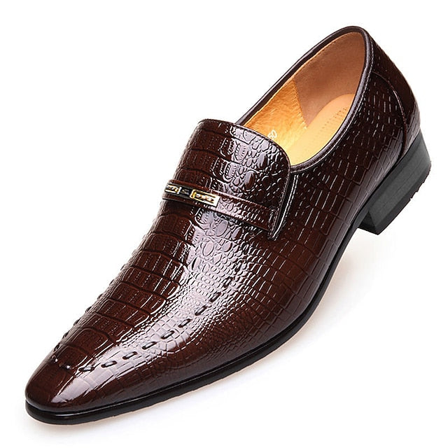 Loafers Crocodile Faux - Men's Brown Leather Pattern