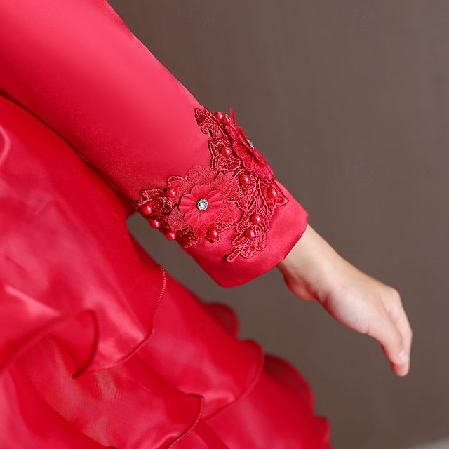 Dress Party Flower Long Special Kids Sleeve Girls' Wedding