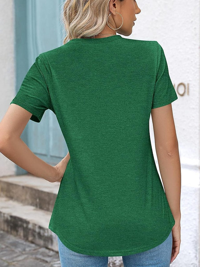 Women's T Shirt Plain Casual Short Sleeve Crew Neck Regular