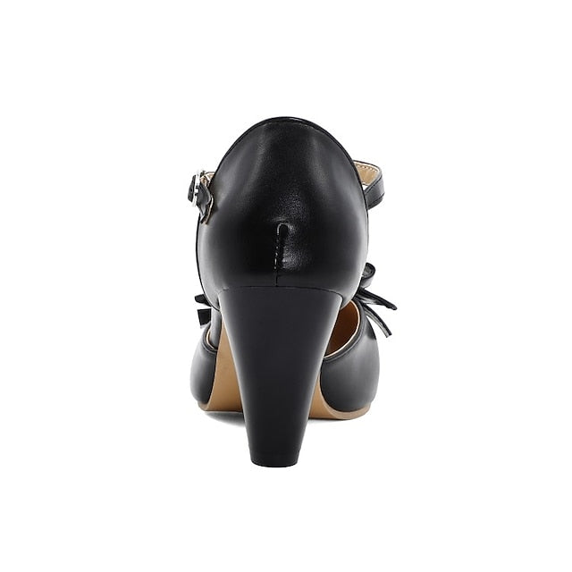 Heels Chunky Green 1950s – Bow Mint Retro with Vintage T-Strap