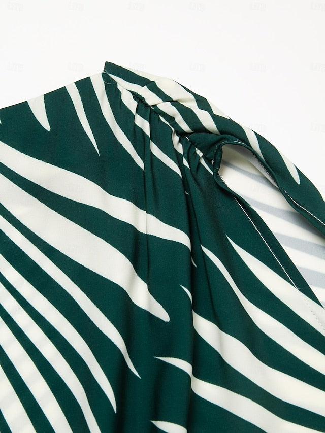 Satin Print Raglansleeve Midi Dress