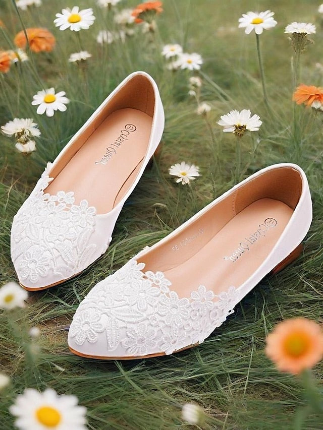 Lace Brides Ballet for White Elegant Flats – Women's