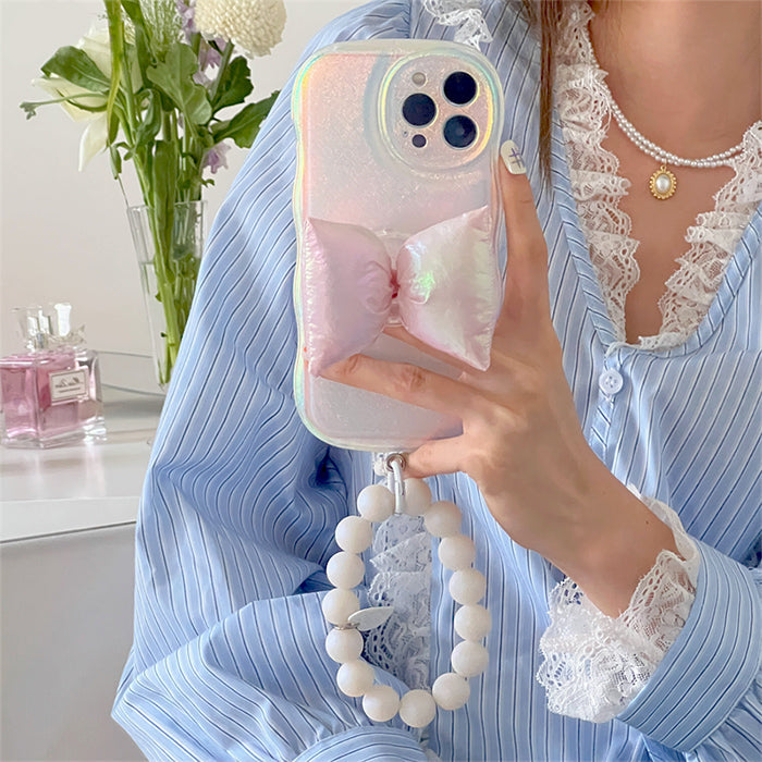 Coque de téléphone avec nœud rose bling-bling