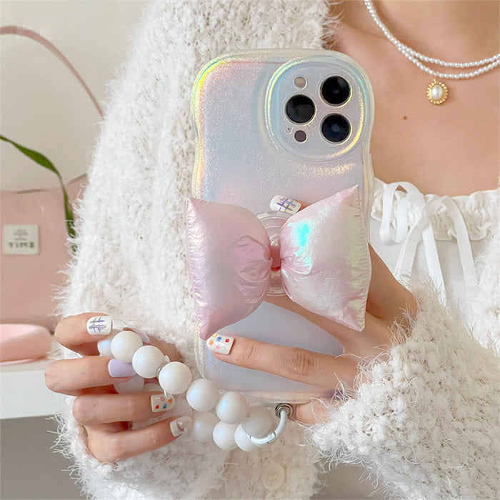 Coque de téléphone avec nœud rose bling-bling