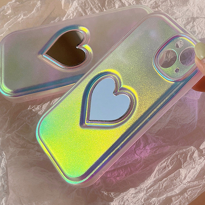 Silver Heart Mirror Phone Case