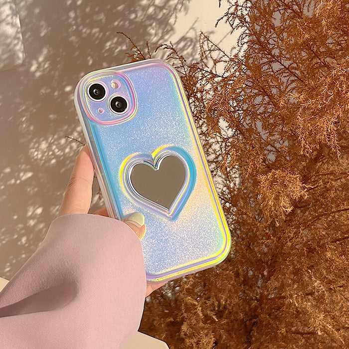 Silver Heart Mirror Phone Case