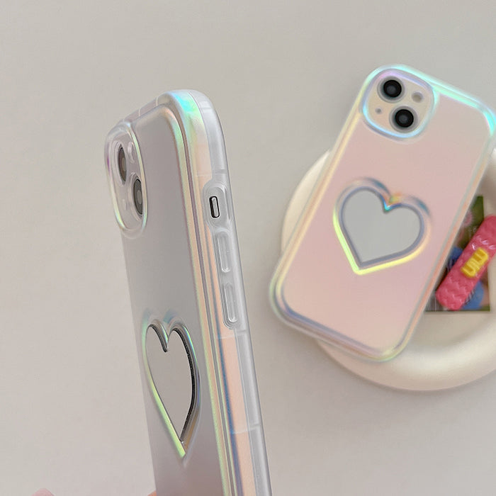 Silver Heart Mirror Phone Case