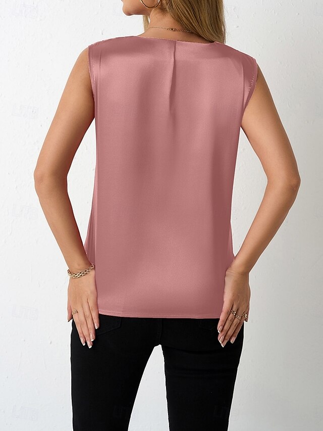 Women's Blouse Plain Active Stylish Sleeveless V Neck Long