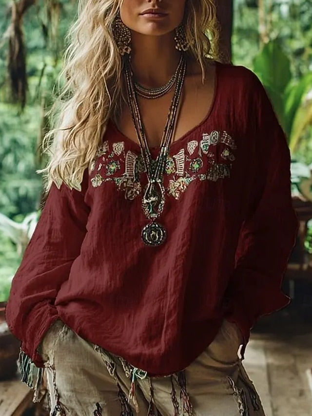 Women's Shirt Boho Shirt Blouse Print Graphic Bohemia